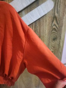 Orange V-Neck Crop Top