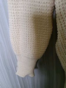 Cream Knit Sweater with Tie