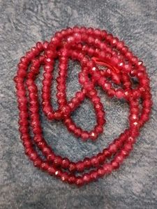 Red Beaded Strand Necklace