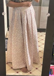 Pastel Floral Pleated Jacquard Skirt