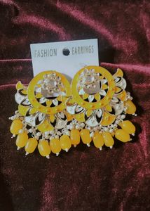 Yellow And Red Earrings
