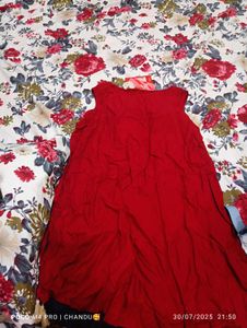 Embroidered Red Top(Sleeves Are There)