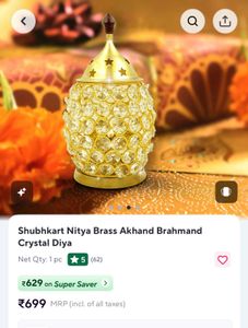 Crystal Brass Diya (New) Not Use