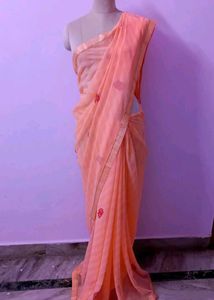 Peach Floral Saree