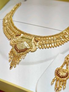 1 Gram Gold Plated Traditional Bridal Necklace Set