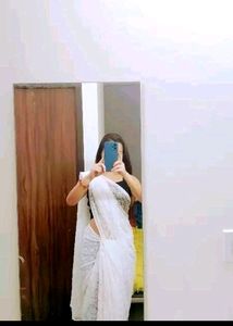 Women White Net Saree