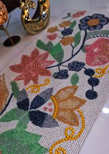 Floral Chini Beads Table Runner