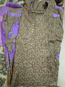 Grey & Purple Kurti Set