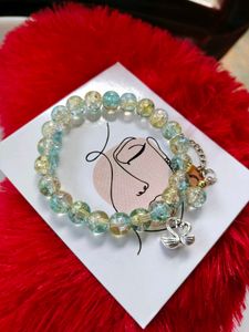 Beaded Swan Charm Bracelet