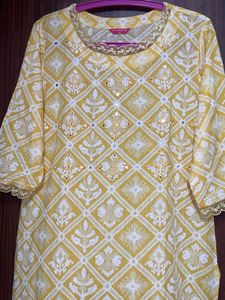FASHOR Printed Yellow Kurta nd Palazzo