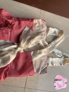 Red Gingham Dress with Bow