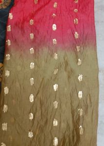 GRAY RED KURTA WITH DUPATTA