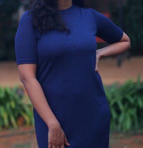 Blue Glittery Tshirt Dress