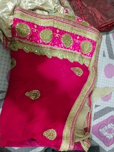 Elegant Pink Embroidered Saree