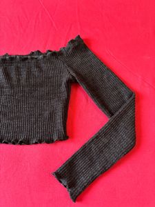 Shein Black Off-Shoulder Crop Top