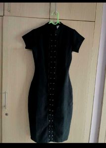 Black Lace-Up Mini Dress