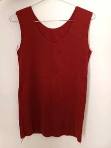 Red Ribbed Tank Top