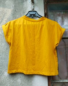 Yellow &amp; Red 2 Short Sleeve Crop Tops