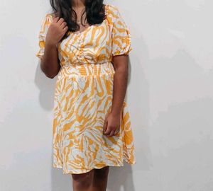Yellow Print Mini Dress