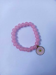 Pink Daisy Beaded Bracelet