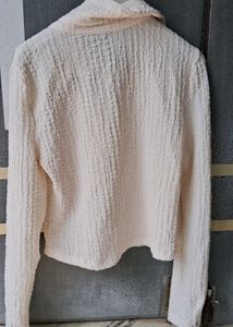 Cream Textured Cropped Top