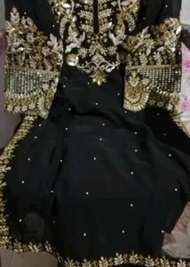 Elegant Black & Gold Embellished Dress
