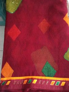 Maroon Geometric Sari