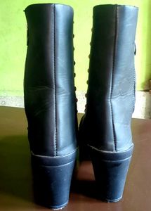 Black Wedge Heel Boots