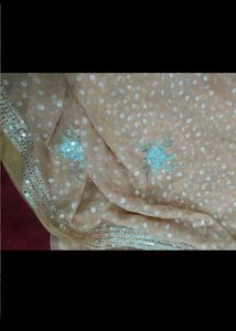 Embroidered Peach Saree