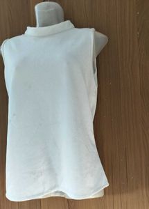 White Mock Neck Sleeveless Top