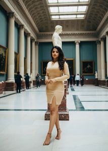 Beige Bodycon Mini Dress