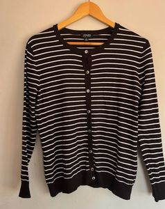 Striped Button-Down Cardigan