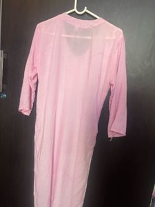 Pink Chikan Embroidered Kurta