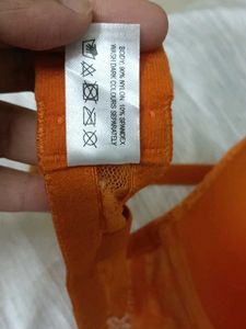 Orange Lace Net Bra