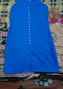 Blue Cotton Sleeveless Kurti Swap Available