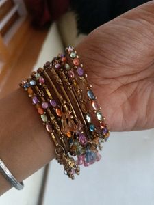 Multicolored Metal Bangles with stone work