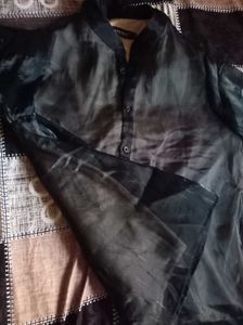 Black Organza Shirt With Inner