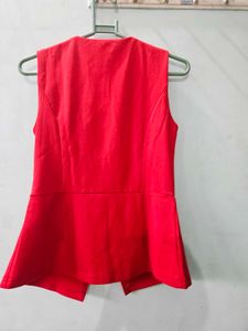 Red Peplum Sleeveless Top