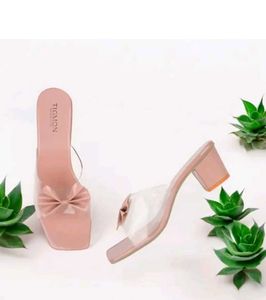 Pink Bow Block Heel Mules