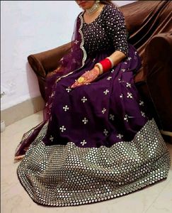 Purple Embroidered Anarkali Suit