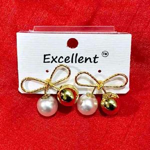 Earring Set - Pearl Bow &amp; Silver Teardrop