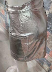 Metallic Silver Mini Skirt