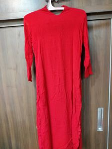 Red Embroidered Kurtawith Dupatta