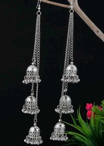 Peacock Jhumka Earrings with Chain