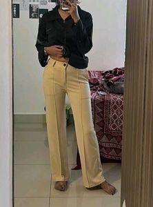 Beige Wide Leg Pants