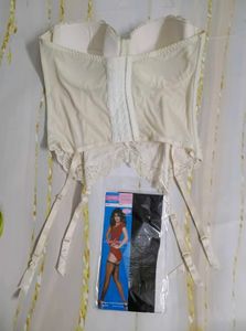 (856)Vintage White Lace Lingerie Corset