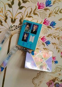 COMBO Of BTS Metallic Box Keychain And Gel Pens