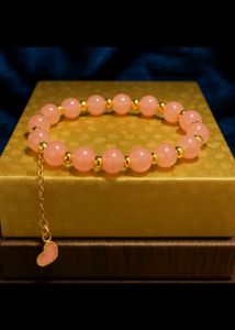 Rose Quartz Beaded Bracelet with Heart Charm