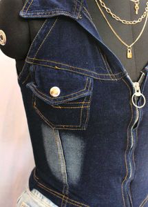Denim Zipped Fitted Top