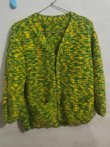 Handmade Green &amp; Yellow Knit Cardigan
